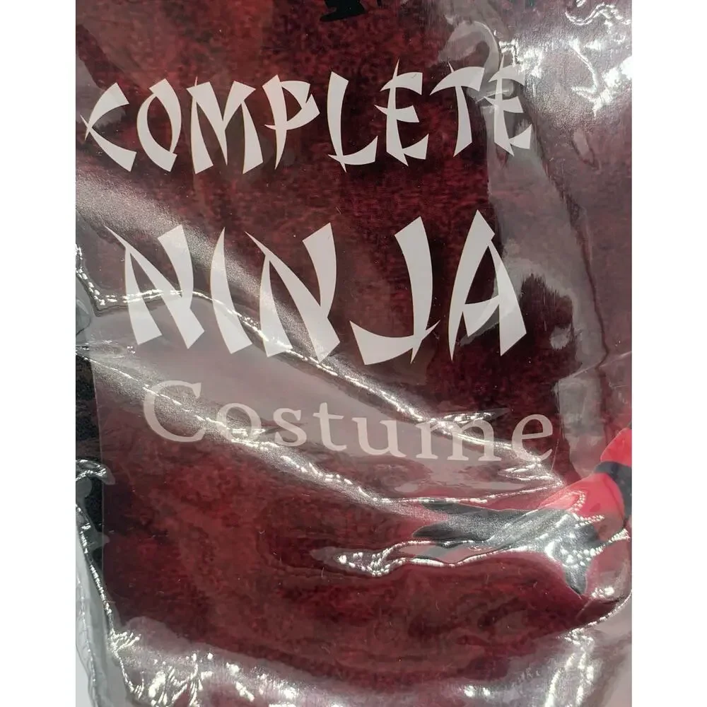 Ninja Costume Kids Boy Size L 10-12 Complete Red Black Shirt Pant Mask Halloween